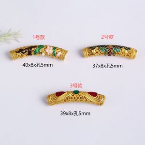 Accessoires de bijoux en émail chinois traditionnel, tube incurvé ajouré à motif goutte d'huile, matériau pour la fabrication de bracelets et joncs DIY - Product Image 2