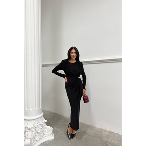 Vestido de Noche Negro para Mujer, Estilo A-Line, Bordado, Poliéster, Estilo Moderno Vintage, Tallas XS-XL, Cintura Imperio con Decoración de Encaje - Product Image 4