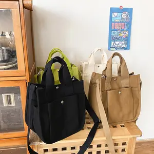 Thấp Moq Lớn Tùy Chỉnh Bông Vải Tote Túi Bền Tự Nhiên Crossbody Mua Sắm Túi Với Túi Để Đóng Gói Và Logo In