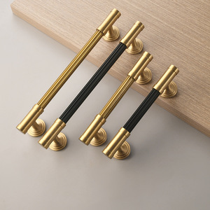 Brass Cabinet Handles Bar Shape Gold Black French Style Durable Modular Installation For Sliding Doors Drawers - Product Image 3