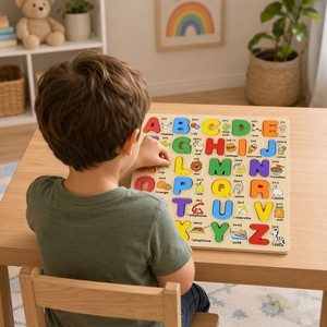 Jeu de puzzle Montessori personnalisé 3D avec lettres et chiffres, jeux éducatifs précoces pour enfants, jouets de puzzle à chevilles - Product Image 2