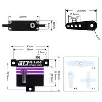 Servo numérique HV compact et fin PTK 8815 MG-D sans noyau, engrenage en acier inoxydable 2BB 0,096 sec 4,8V-8,4V pour avion RC à voilure fixe et voiture RC