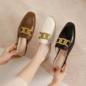 Nouvelles sandales plates de luxe pour <span class=keywords><strong>femme</strong></span>, style mule, avec boucle métallique, collection été - Product Image 1