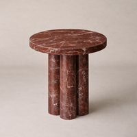 Table d'appoint en marbre Newstar, table d'appoint de luxe en marbre naturel, table de chevet Rosso Levanto