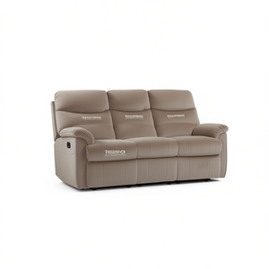 Sofá Reclinable Manual de 3 Plazas en Terciopelo Marrón Claro de Lujo con Reposabrazos y Respaldo Acolchados para Sala de Estar por DB - Product Image 1