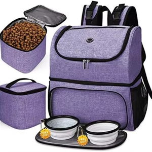 Free Sample Genuine Leather <b>Dog</b> Travel Bag for Supplies-Ultimate Gift for <b>Dog</b> Owners-Fashion Style-Includes 2 BPA-Free Travel - Product Image 1