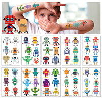 Tatouages temporaires de robot de dessin animé mignon pour enfants autocollant de tatouage amusant imperméable pour jambes bras