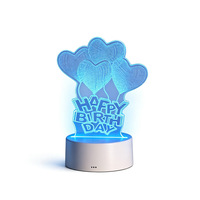 Lampe à illusion 3D Joyeux Anniversaire, 7 couleurs, interrupteur tactile, veilleuse LED en acrylique, décoration de fête d'anniversaire, cadeau pour enfants et amis