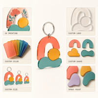 Porte-clés en acrylique couleur personnalisée, breloque de forme irrégulière avec anneau métallique, logo imprimé UV, cadeaux, souvenirs, étiquettes de sac, vente en gros OEM