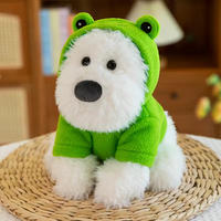 Peluche Virale Kawaii Chien West Highland Rose avec Capuche Lapin, Jouet Doux en Peluche pour Enfants, Cadeau d'Anniversaire
