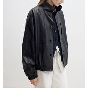 Veste en cuir véritable personnalisable de luxe Manteau pour <span class=keywords><strong>femme</strong></span> en peau de chèvre Veste en cuir véritable personnalisée pour dames - Product Image 4