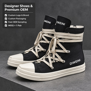 Chaussures de luxe de créateur pour hommes et femmes, baskets montantes en toile noire de haute qualité avec lacets, nouveauté - Product Image 1