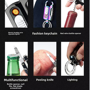 Sáng Tạo Đa Chức Năng USB Sạc Thuốc Lá Nhẹ Hơn Keychain Mở Đóng Gói Dao Mở Chai <span class=keywords><strong>Torch</strong></span> Cho Ngoài Trời Sử Dụng Logo - Product Image 4