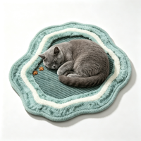 Tapis pour animaux de compagnie en peluche rectangulaire 84x80cm, tissé à la main, moderne, pour chat et chien, vert sauge uni, antidérapant, facile à nettoyer, fermeture à boucle et crochets