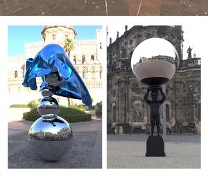 Escultura moderna personalizada de acero inoxidable, escultura grande de acero inoxidable para exteriores, esferas huecas de acero inoxidable para mirar - Product Image 6