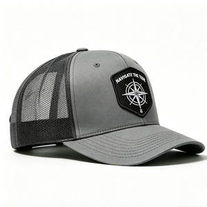 Custom Trucker Hat with Compass Embroidery Adjustable Mesh Back Baseball <b>Cap</b> for Outdoor <b>Hiking</b> Surfing - Product Image 3