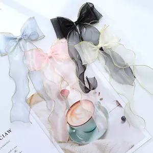 Bán Buôn Tóc Bow Cho Phụ Nữ Cô Gái Phụ Kiện Tóc Kẹp Tóc Barrettes Alligator Clip Dài Ribbon Đuôi Organza Bow Tóc Clip