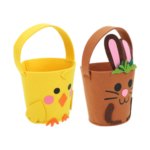 DAMAI Felt Bunny Chick <b>Basket</b> with Handle, Kids <b>Easter</b> Egg Hunt Candy Bucket, Cartoon Rabbit Chicken <b>Gift</b> Bag for <b>Easter</b> Party - Product Image 3