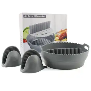 2024 Foldable Reusable Air Fryer Liner Kitchen Air Fryer Baking Tools Silicone Liners Round Shaped Silicone Liner For Air Fryer