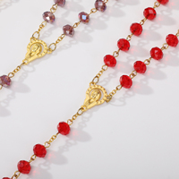 Perles de cristal colorées Marie pendentif chapelet collier bijoux catholiques croix jésus collier