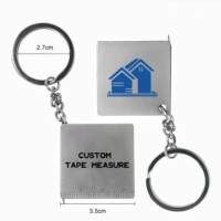 Aanpasbare sublimatie meetlint cadeau met aangepaste laserprint logo 1,3 meter, draagbare metalen meetlint sleutelhanger