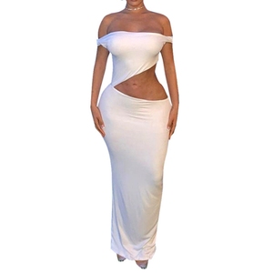 white christmas dresses Momyknows Ivory Sheer Ruffle Cut Out Crop Slit Falbala Deep V-Neck Mermaid Elegant Maternity Photoshoot Maxi Dress ivory-White / S main image 0