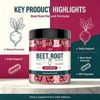 Capsules de racine de betterave naturelle en vrac, 200 unités, pour la circulation sanguine et la vitalité, soutien au bien-être domestique, approvisionnement en gros