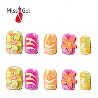 Uñas Magnéticas de Neón al por Mayor, Uñas Acrílicas Permanentes con Efecto Ojo de Gato, Uñas Postizas Cortas Cuadradas Hechas a Mano, Juego de 32 Piezas