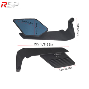 Nouveau RSP Aluminium Spoiler de rétroviseur pour moto, type aileron, avec support de maître-<span class=keywords><strong>cylindre</strong></span>, teinte bleue anti-éblouissement, adaptateur 8mm 10mm - Product Image 2