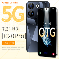 Smartphone C20 Pro pour jeux de société, 8000 mAh, écran 7,3 pouces, appareil photo 108 MP, 16 Go + 1 To, 5G, double SIM, déverrouillage facial, fonction de suivi des scores, cadre métallique