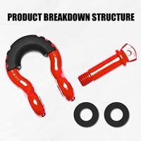 Forged Steel D Ring Shackle Off Road Recovery Bow Shackle High Load Strength for Jeep Truck ATV UTV Towing and Vehicle Rescue