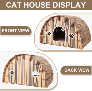 Casa para gatos de cartón corrugado respetuosa con el medio ambiente, casa pequeña para mascotas con tablero de alta calidad con rascadores - Product Image 5