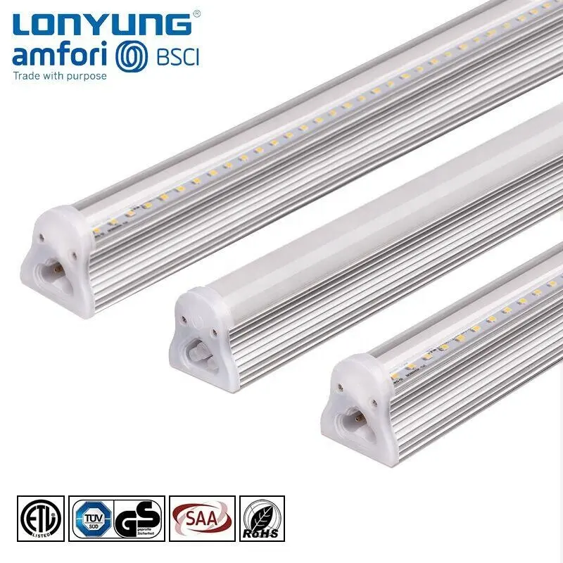 Lámpara de tubo led t8 con forma de v, nuevo diseño, CE, ETL, aluminio, blanco frío, 120Lm/W, 1200mm, 18W, luz integrada