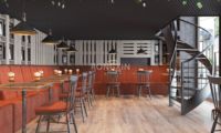 Étagères de présentation de table, design moderne de comptoir de café, équipement de magasin de bubble tea, comptoir de bar de café, comptoir de café