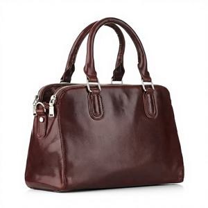 Women's Burgundy/Maroon Genuine Leather Satchel <b>Handbag</b> Zipper Vintage Fashion Design Dual <b>Handles</b> Water Resistant Office Travel - Product Image 1