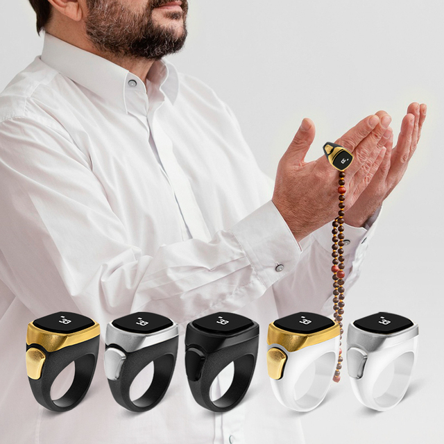 Qibla Smart Ring Islamic Prayer Adhan Azan Fajr Pilgrimage Arabic Alfajr Muslims IP67 Waterproof Prayer Time Vibration Reminder