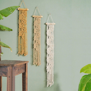 Boho Chic piccolo cotone fatto a mano foglia geometrica Macrame Wall Art appeso arazzo decorazione della casa - Product Image 5