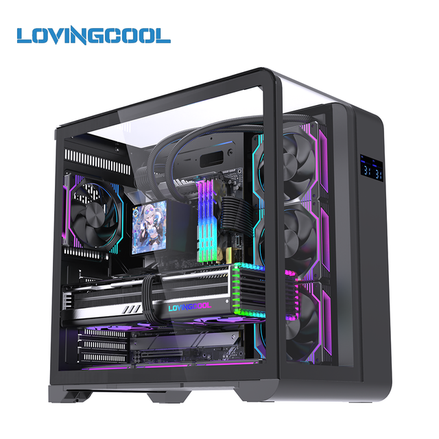 LOVINGCOOL Hot Sale Wholesale Computer Case Temperature Monitoring Indicates Gaming PC Case Most Popular ATX Full Desktop Case