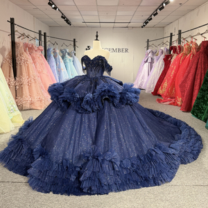 Vestidos de Quinceañera con Lentejuelas y Borlas Azul Marino, Modelo 1559 - Product Image 3