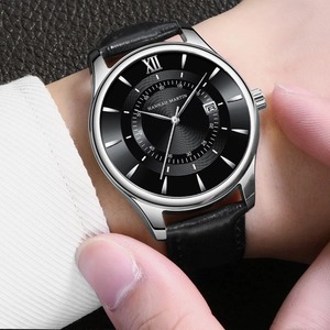 Reloj de Cuarzo para Hombre, Diseño Personalizado, Cuero Negro, Simple, Lujoso, 42MM, con Calendario - Product Image 5