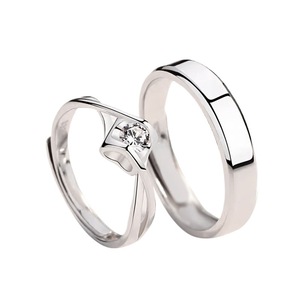 Anillos de Pareja de Plata de Ley S925, Estilo Coreano, Diseño de Lujo Ligero, Anillo de Circonio en Forma de Corazón - Product Image 5