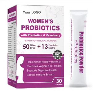 Ежедневный пробиотик, порошок лактобациллы с пребиотиком для женщин, Поддержка иммунитета, OEM 50 млрд пробиотических пакетиков, порошок