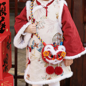 New Year Twisting Stick <b>Backpack</b>, 2026 Year of the Horse, Chinese Style, Lion Dance, Spring Festival, Festive Children's Red - Product Image 2