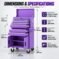 Armoire de rangement mobile haut de gamme violette à double porte, combinée (haut et bas), pour outils de mécanicien et atelier d'entretien – Meilleure vente