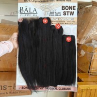 KEMY HAIR Bala Hairpack – Lots de mèches doublement étirées avec closure en dentelle 4*4, cheveux humains Remy vietnamiens ultra-lisses pour femmes noires
