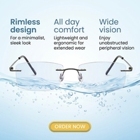 Lunettes de vue unisexes haut de gamme sans monture, anti-lumière bleue, pour myopie, monture optique pour myopie