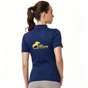 High Stretch Quick Dry Short Sleeve Equestrian Polo Shirt Women Half Zip Breathable Horse Riding Tops Base Layer