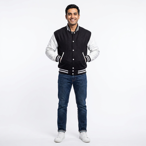 Chaqueta Varsity de Alta Calidad para Hombre con Gráficos de Letras y Ribete a Rayas, Estilo Moderno para Invierno, Venta al por Mayor Directa de Fábrica - Product Image 1