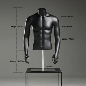 Manichino Maschile Mezzo Busto in Fibra di Vetro per Esposizione di Abbigliamento in Negozio e Vetrina - Product Image 4
