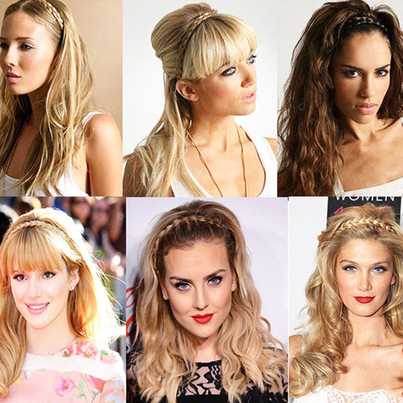 PARXITN Fascia Per Capelli Da Donna, 5 Fili, Regolabile, Intrecciata, Media, Marrone, Per Donne, Capelli Sintetici, Treccia, Fascia Elastica Intrecciata - Foto 7